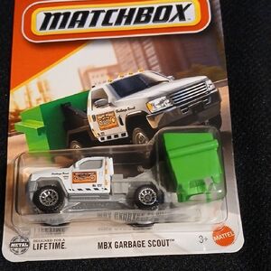 Matchbox MBX Garbage Scout Toy Truck - White and Green